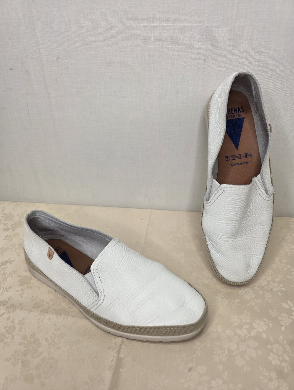 VERBENAS White Leather Nuria Espadrille Slip On Loafers Spain EU 40 / US 9-9.5